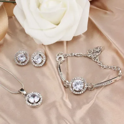 Diamond Cut Pendant Set with Bracelet 5 pcs